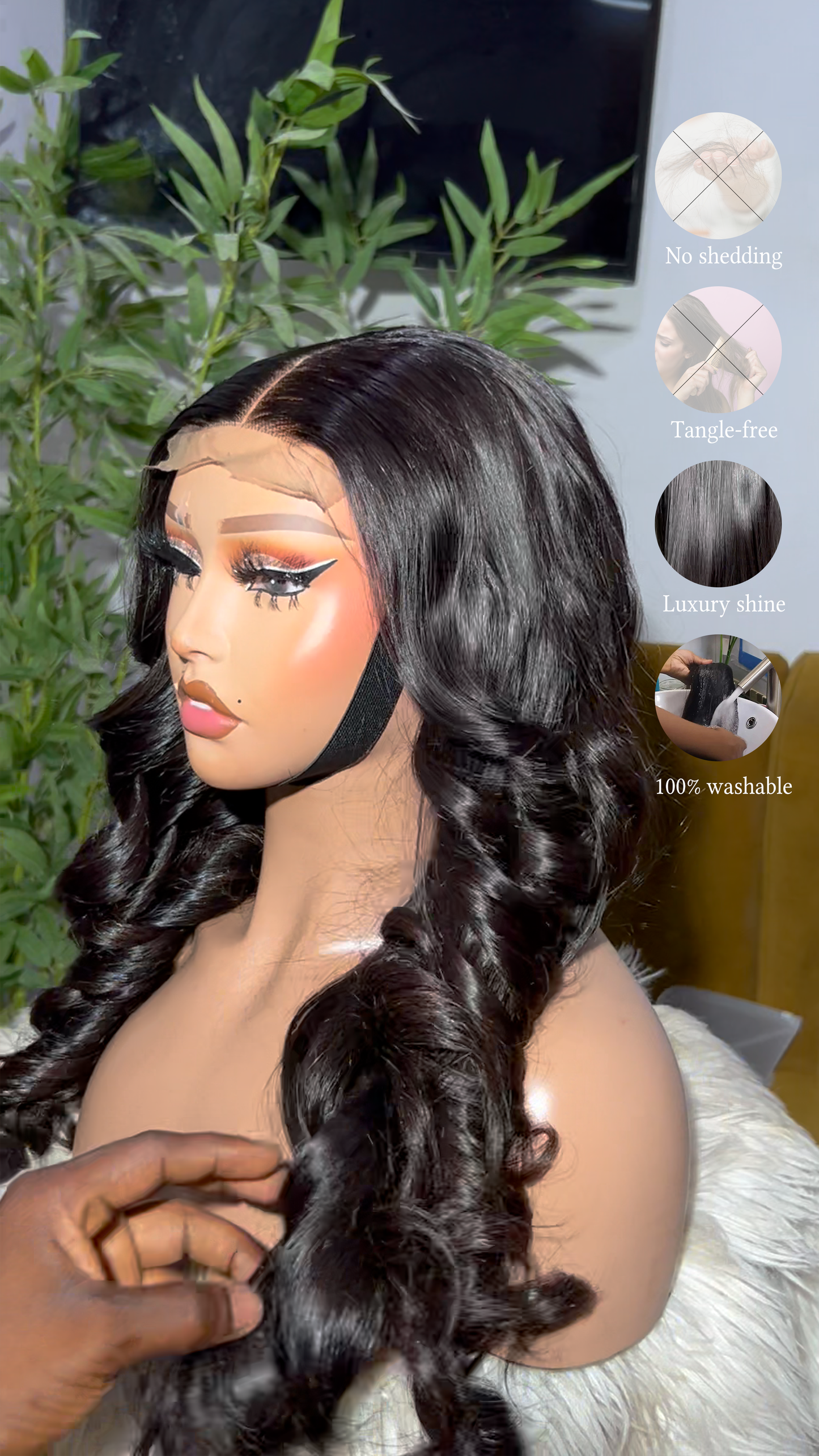 Black Aurora Flowing and Bouncy Long 5x5 Thin Lace Wig Pre Everything Glueless Wig