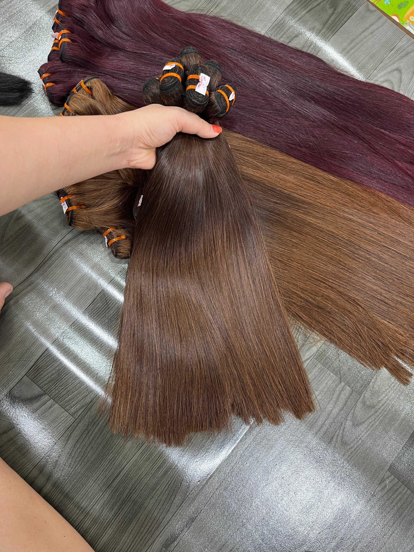 14 Inches Single Donor Baby Black Mix Brown Hair Extensions