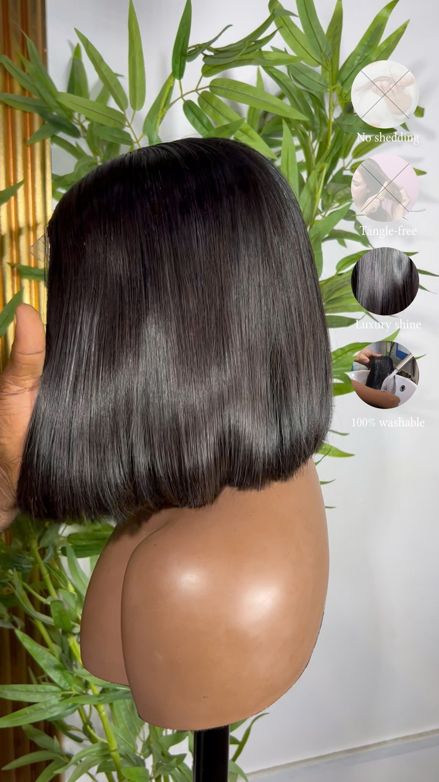 Ebony Chic Bone Straight Bob 2x6 Thin Lace Glueless Human Hair Wig Pre-Everything