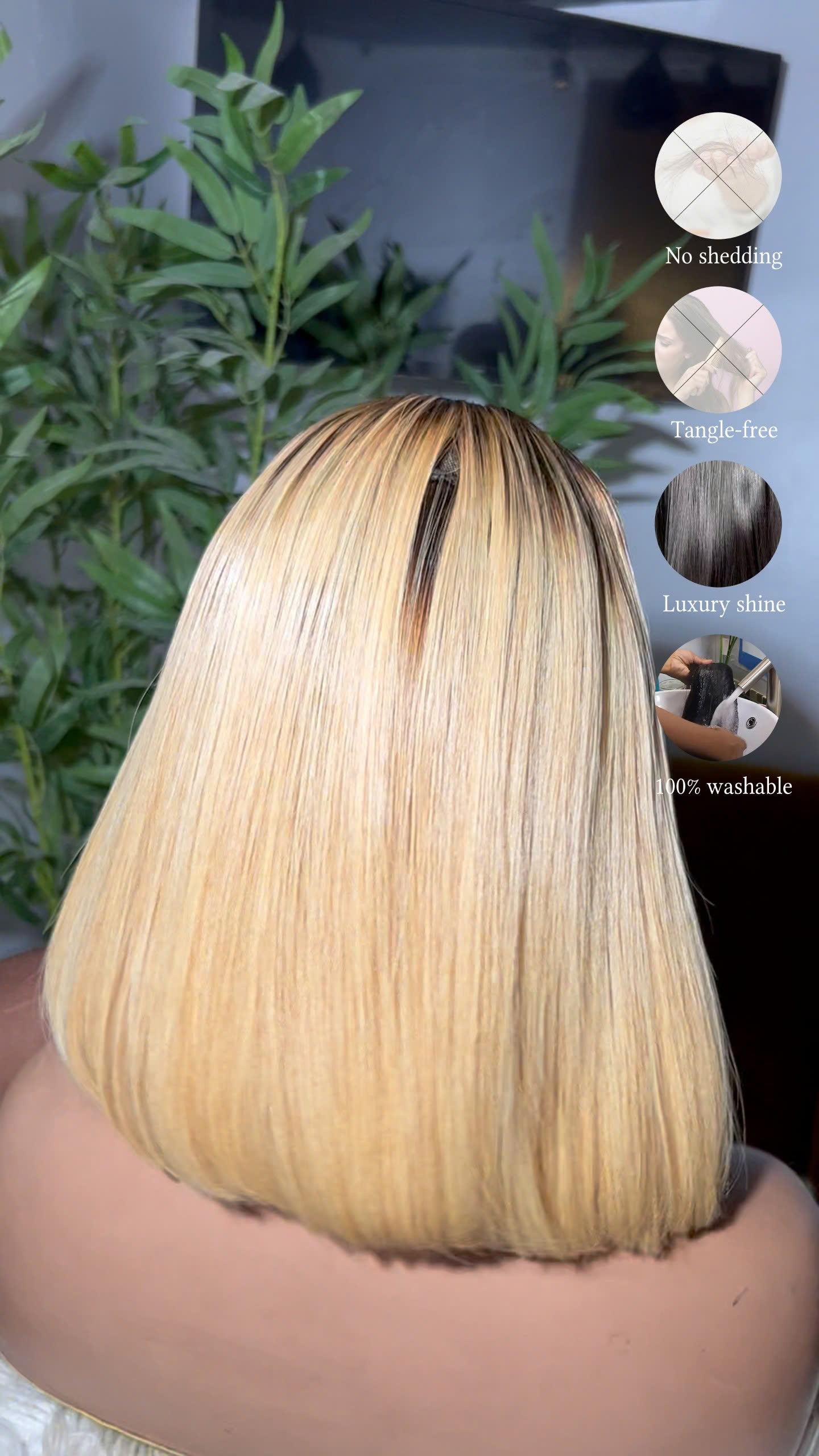 Short Bob Straight Blonde 2x4 HD Lace Perfection Human Hair Wig No Pre Cut