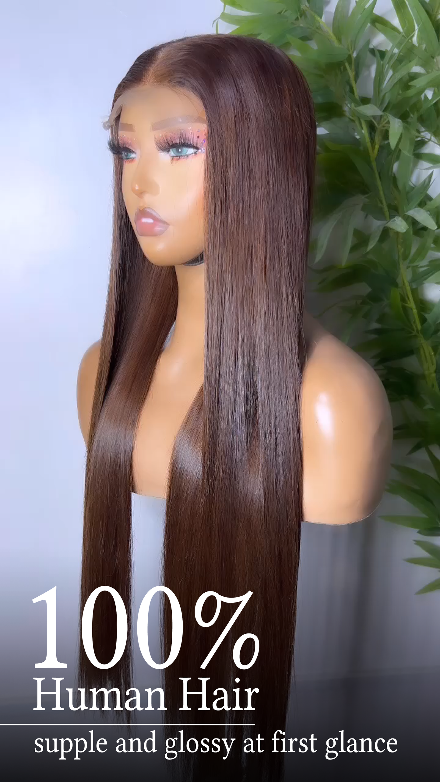 Super Luxury Sable Shine 2x6 HD Lace: Long, Sleek And Glossy Brown Human Hair Wig