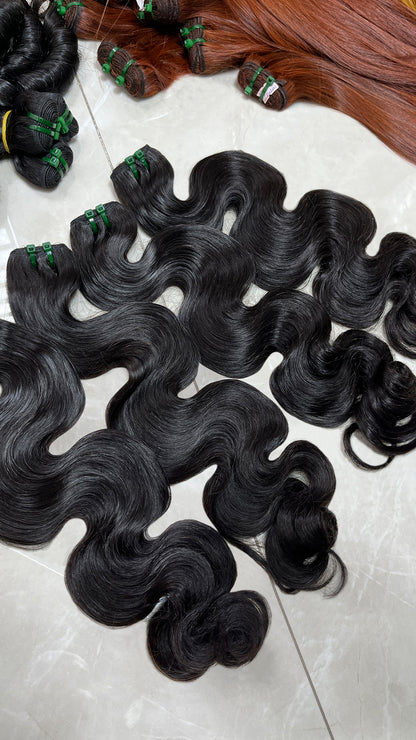 Black Wavy Weft Humain Hair Extension