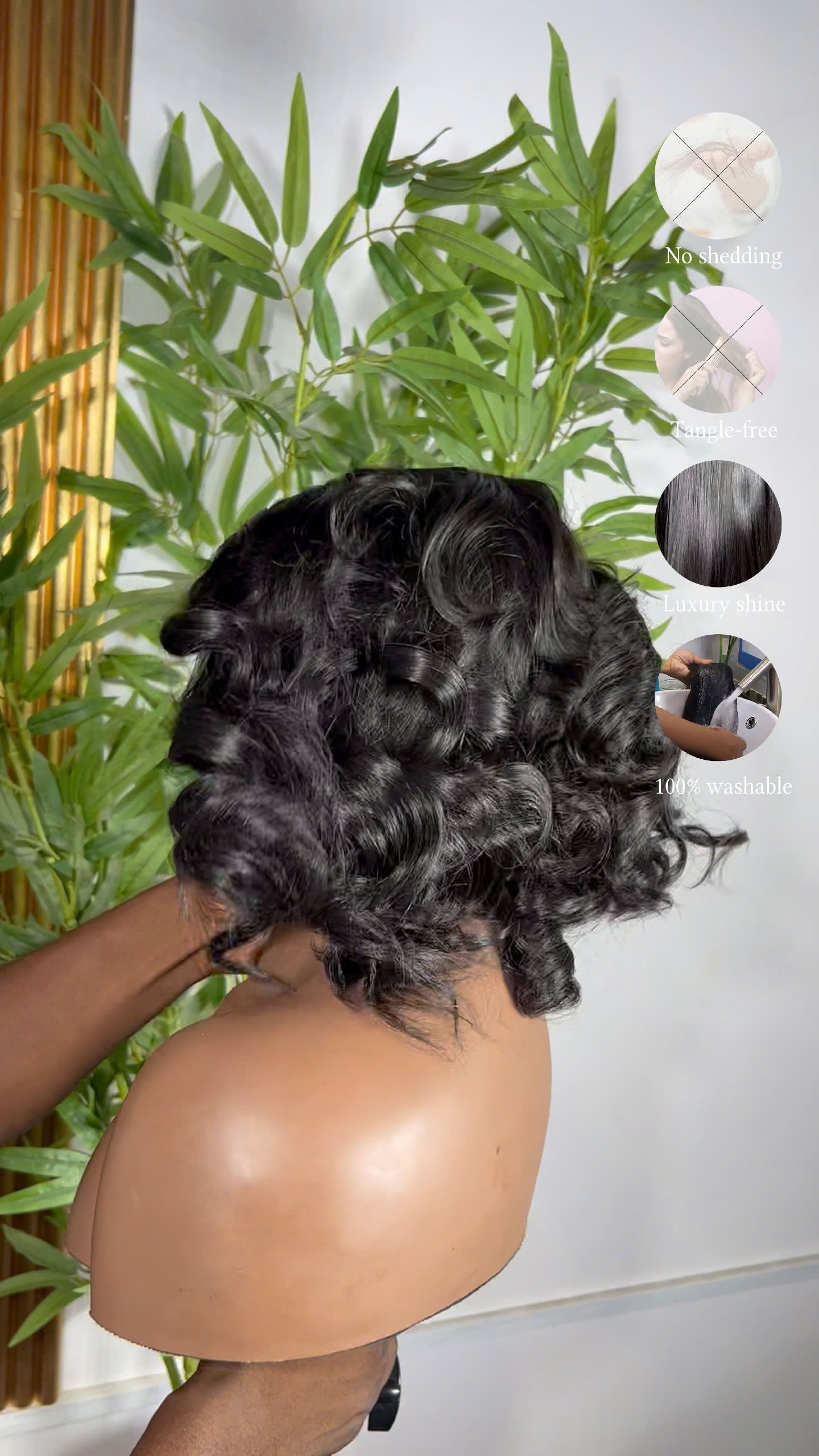 Midnight Super Bouncy 5x5 HD Lace Short Bob Human Hair Glueless Wig No Pre Cut